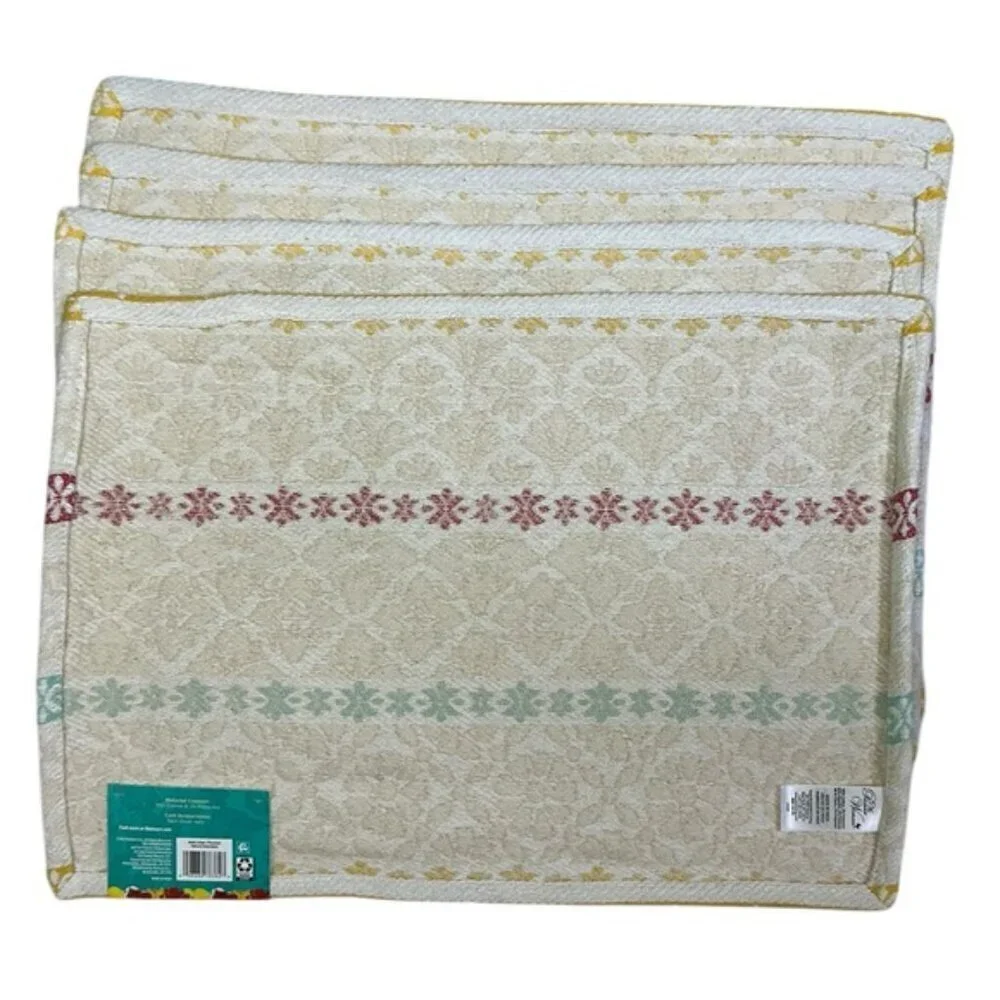 The Pioneer Woman Multi Stripe Fabric Placemats Farmhouse Rectangle 4 Piece Set